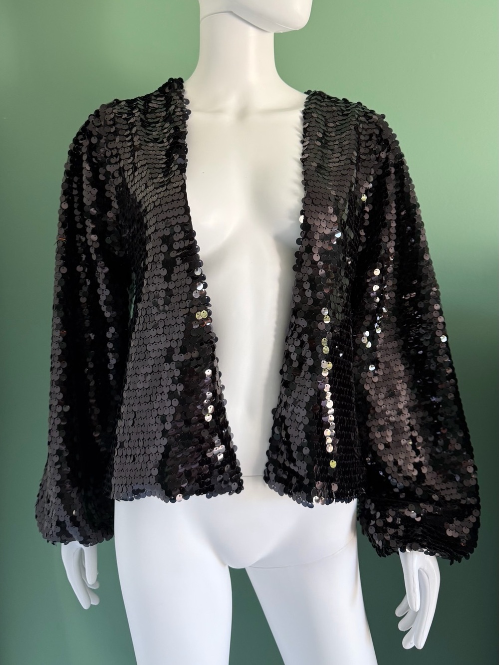 Love On A Hanger Black Sequin Open Front Cardigan Jacket